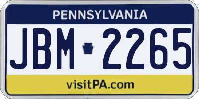 PA license plate JBM2265