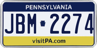 PA license plate JBM2274
