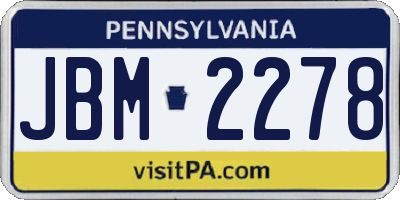 PA license plate JBM2278