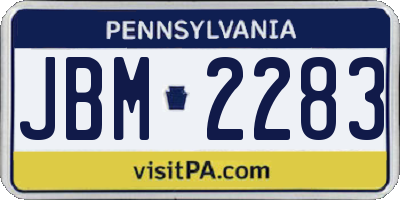 PA license plate JBM2283