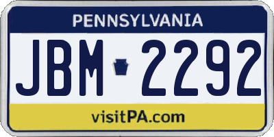 PA license plate JBM2292