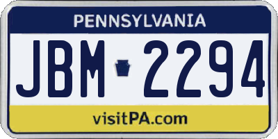 PA license plate JBM2294