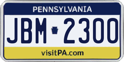 PA license plate JBM2300