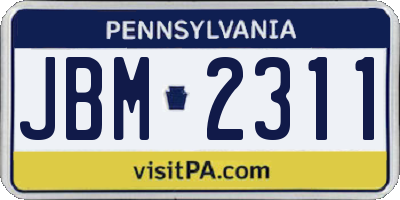 PA license plate JBM2311