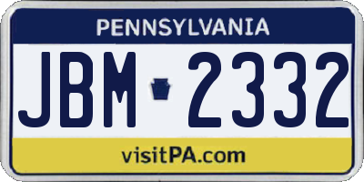 PA license plate JBM2332