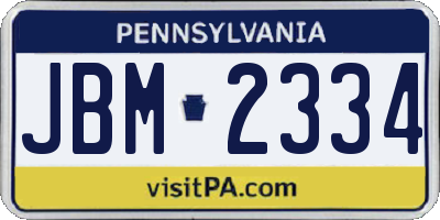 PA license plate JBM2334