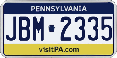PA license plate JBM2335