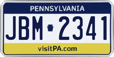 PA license plate JBM2341