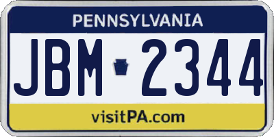 PA license plate JBM2344