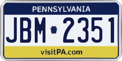 PA license plate JBM2351