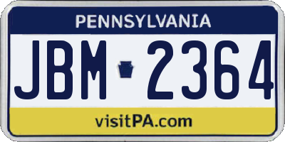 PA license plate JBM2364
