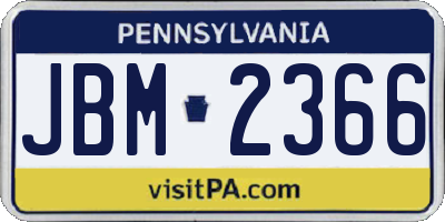 PA license plate JBM2366