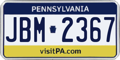 PA license plate JBM2367