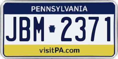 PA license plate JBM2371