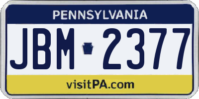 PA license plate JBM2377