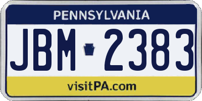 PA license plate JBM2383