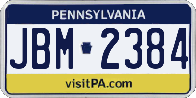 PA license plate JBM2384