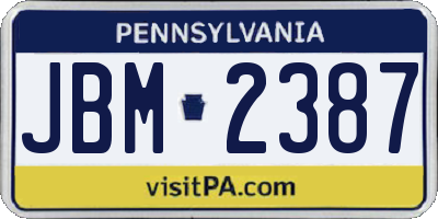PA license plate JBM2387