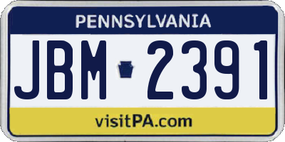 PA license plate JBM2391