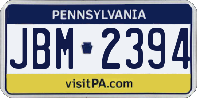 PA license plate JBM2394