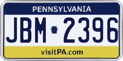 PA license plate JBM2396