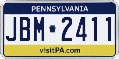 PA license plate JBM2411