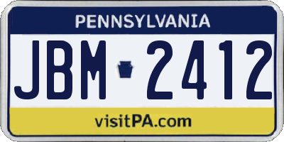 PA license plate JBM2412