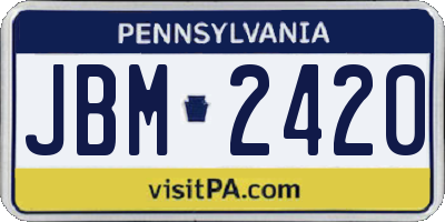 PA license plate JBM2420