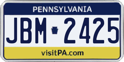 PA license plate JBM2425