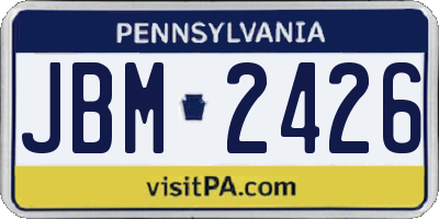 PA license plate JBM2426