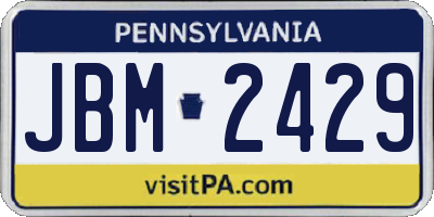 PA license plate JBM2429