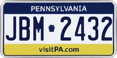 PA license plate JBM2432