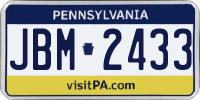 PA license plate JBM2433