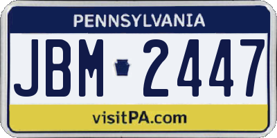 PA license plate JBM2447