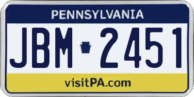 PA license plate JBM2451