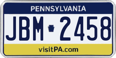 PA license plate JBM2458