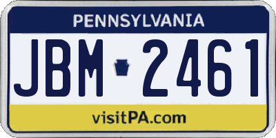 PA license plate JBM2461