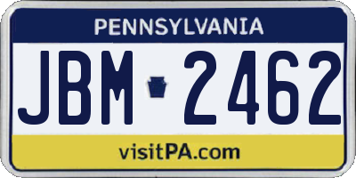 PA license plate JBM2462