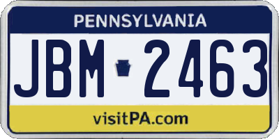 PA license plate JBM2463