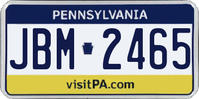 PA license plate JBM2465