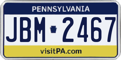 PA license plate JBM2467