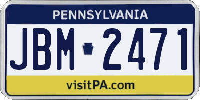 PA license plate JBM2471