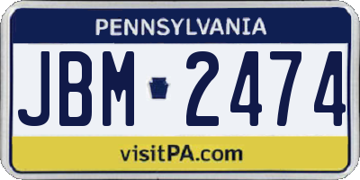 PA license plate JBM2474