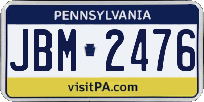 PA license plate JBM2476