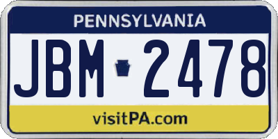 PA license plate JBM2478