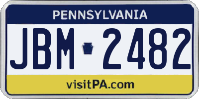 PA license plate JBM2482