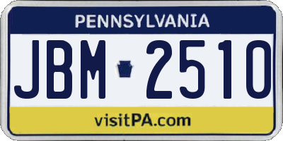 PA license plate JBM2510