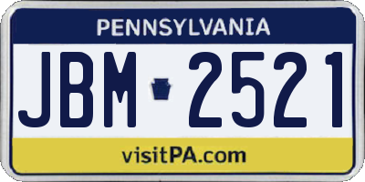 PA license plate JBM2521