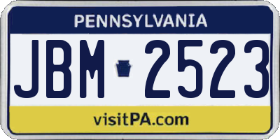 PA license plate JBM2523