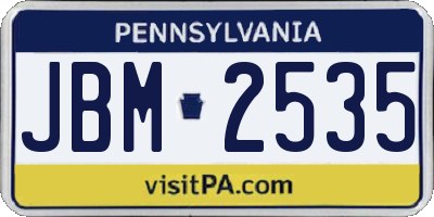PA license plate JBM2535